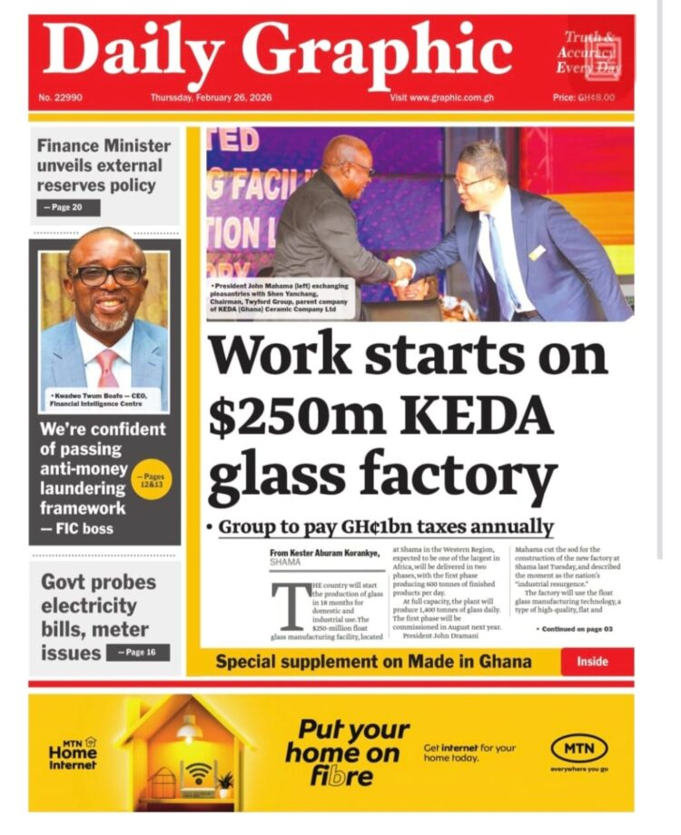 Today’s Front pages: Thursday, February 26 , 2026